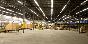 A warehouse of equipment used to represent commercial real estate from Howland Development in Wilmington, MA