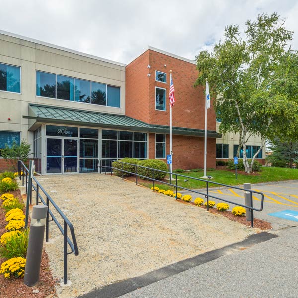 Office outside with America flag